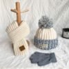 Bonnet écharpe gants pour enfants tricoté en laine