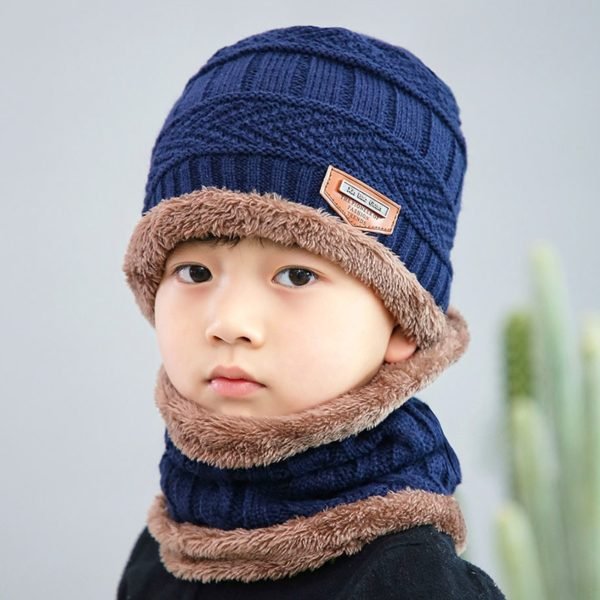 Chapeau-pour-enfants-en-hiver,-2-pièces,-pour-filles-et-garçons,-chaud,-écharpe,-chapeau-tricoté,-mignon,-pour-bébés