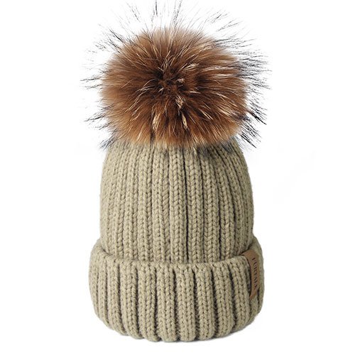 FURTALK-hiver-chapeau-femmes-tricoté-bonnet-chapeau-réel-fourrure-de-raton-laveur-pompon-chapeau-pour-femmes-enfants-chaud-épais-épais-extensible-chapeau