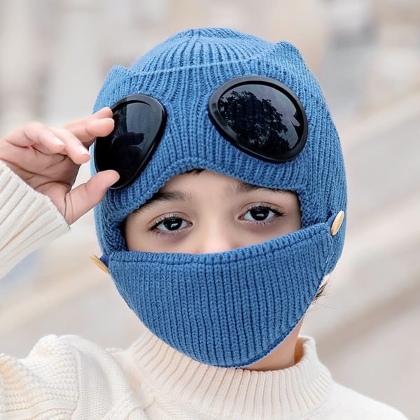 Unisexe-enfants-hiver-plein-air-lunettes-tricot-chapeau-casquette-de-Ski-cagoule-masque-visage-cou-Protection-épaissie-écharpe-chaude-Skullies-bonnets
