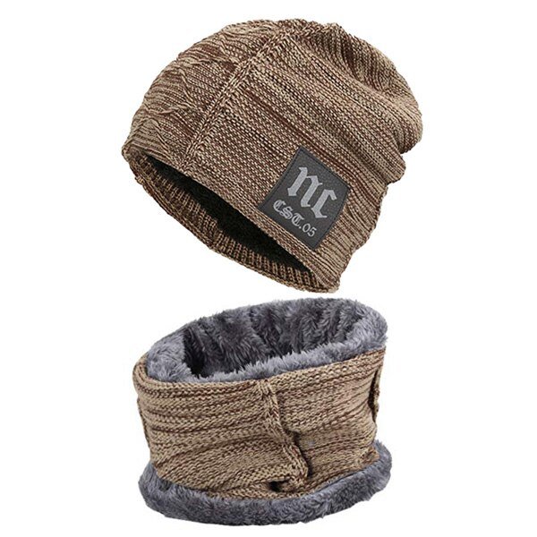 Bonnet écharpe tricoté pour hommes, Gorras Baggy chaud et doux
